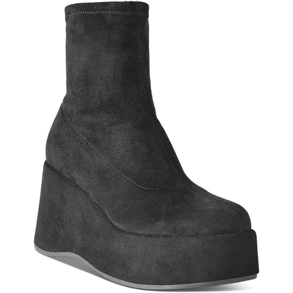 Wild Pair Womens Earlee Black Faux Suede Ankle Wedge Booties Shoes NWT